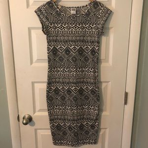 Black and white batik print dress